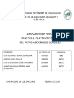 Práctica 8. Dilatación Térmica