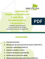 Recomendaciones de Limpieza y Desinfección Covid-19 en Establecimientos Educacionales