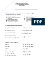 Trabalho de Matemática 7º Ano