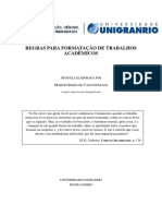 Regras de Formatação para Trabalhos Acadêmicos - Teologia Ead Unigranrio