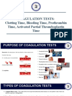 Coagulation Tests: Clotting Time, Bleeding Time, Prothrombin Time, Activated Partial Thromboplastin Time