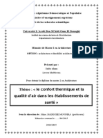 Le Confort Thermique Et La Qualité D'air Dans Les Établissements de Santé