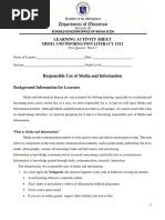 MODULE 3. SHS MIL - Q1 - W3 - Responsible Use of Media and Information