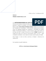 Ref. Invitación: Autoconvocados El Alto-La Paz