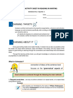 Learning Activity Sheet in Reading in Writing: Worksheet No. 4 Quarter: 3