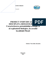 PROIECT INDIVIDUAL LA DISCIPLINA BIOGEOGRAFIE - Voica Iulia-Alexandra