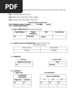 Physical Fitness Score Card