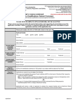 Application For An Electrician's Licence Endorsed Electrical Fitting Work Only (Qualifications Gained Overseas)