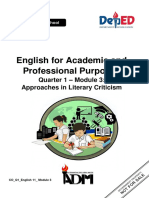 English For Academic and Professional Purposes: Quarter 1 - Module 3: Approaches in Literary Criticism