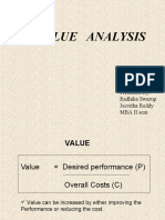 Value Analysis: Presented By: Radhika Swarup Jeevitha Reddy Mba Ii Sem