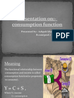 Presentation On:-Consumption Function: Presented By: - Ashpak Khan