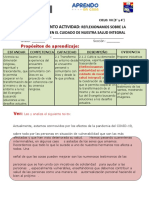 Reforzamiento Actividad:: Reflexionamos Sobre La Solidaridad en El Cuidado de Nuestra Salud Integral