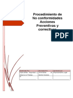 Procedimiento de Acciones Correctivas y Preventivas