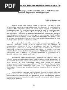 Arabe Classique Arabe Moderne Arabes Dialectaux - Une Situation Linguistique Multidiglossqiue