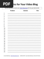 24 Video Blog Topic Planning Worksheet