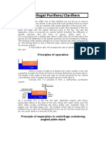 Centrifugal Purifiers/Clarifiers: Principles of Operation