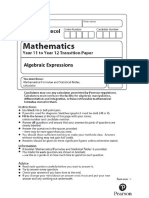 Chapter 1 Algebraic Expressions Question Paper