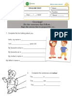 Greetings! Do The Exercises That Follow : Grade 3 English Test