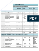 List of Tools & Equipment: Electronics Mechanic