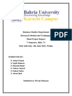 Business Studies Department Research Method and Techniques Final Project Report 7 Semester, BBA-7C Date With Day: 4th June 2021, Friday