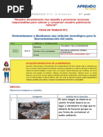 FICHA DE TRABAJO N°1 de La EXPERIENCIA N°2 - IV Bimestre