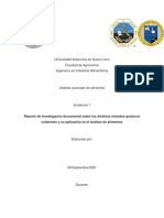 Reporte de Investigación Documental Sobre Los Distintos Métodos Químicos Existentes y Su Aplicación en El Análisis de Alimentos