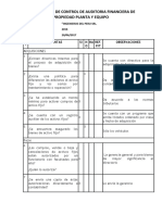 Cuestionario de Control de Auditoria Financiera de Propiedad Planta y Equipo