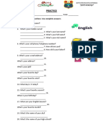 Practice: Answer The Following Questions. Use Complete Answers