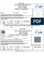 Indian Olympiad Qualifier (IOQ) 2020 - 21 (IOQB - Hall Ticket) Test Date: 07/02/2021 Office