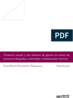 Violencia Sexual y Por Motivos de Género en Contra de Refugiados, Retornados o Desplazados Internos