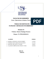 Semana 14 - Trabajo de Investigación - Filtración y Separación Por Menbranas