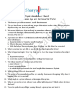 Physics Worksheet Class X The Human Eye and Its Colourful World