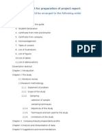 Structure/format For Preparation of Project Report.: Dissertation Should Be Arranged in The Following Order