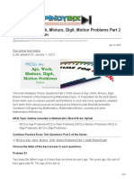 MCQ in Age Work Mixture Digit Motion Problems Part 2 Math Board Exam