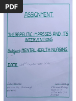 Assignment On Therapeutic Impasse