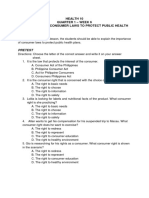 Expectations: Health 10 Quarter 1 - Week 6 Importance of Consumer Laws To Protect Public Health