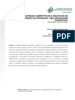 Estratégias Competitivas E Objetivos de Desempenho Da Produção: Uma Abordagem Conceitual