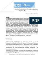 Política Social e Familismo Tendências Ao Reforço Da Desigualdade de Gênero