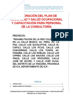 G. - Elaboración Del Plan de Seguridad y Salud Ocupacional y Capacitación para Personal de La Consultoria