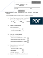 Ficha de Trabalho de Português de Setembro 2021 (M)