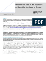 Interim Recommendations For Use of The Inactivated Covid-19 Vaccine, Coronavac, Developed by Sinovac