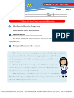 Problem Solving Using Analytical Listening: Quarter: 1 Week: 5