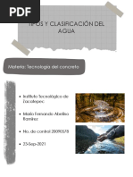 Tipos y Clasificaciones Del Agua