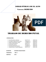 Trabajo de Derecho Penal: Universidad Pública de El Alto Carrera: DERECHO