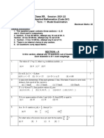 Class XII,: Session: 2021-22 Applied Mathematics (Code-241) Term - 1 Model Examination