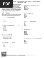 Straightforward Beginner and Elementary Level Grammar and Vocabulary Placement Test