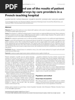 Perception and Use of The Results of Patient Satisfaction Surveys by Care Providers in A French Teaching Hospital