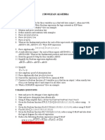 2 Boolean Algebra: 2 Marks Questions