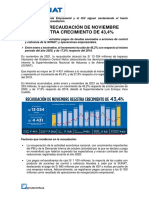 Nota de Prensa SUNAT Recaudación de Noviembre Registra Crecimiento de 43,4%