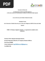 FORO 1. El Trabajo Colegiado Orientado A La Organización Académica de La Institución - EPO 217